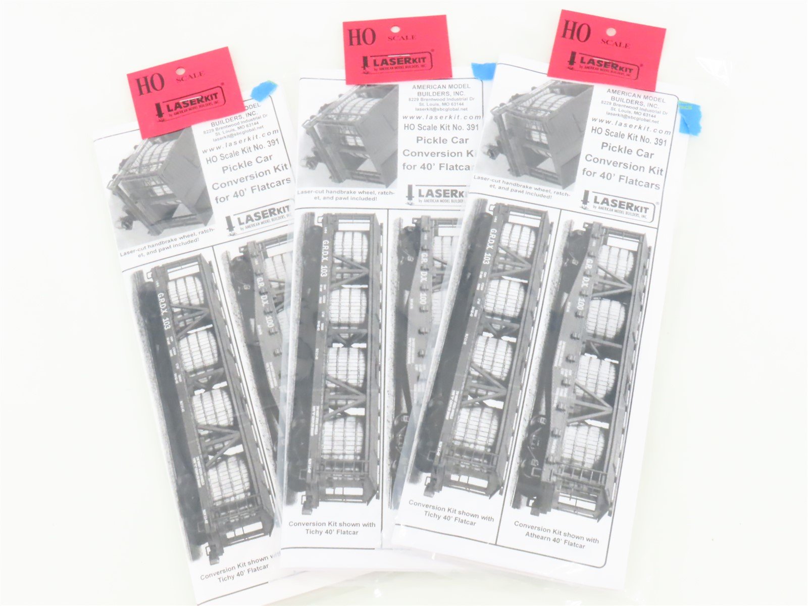 LOT of 3 HO Scale Laserkit #391 Pickle Car Conversion Kit for 40' Flat Cars