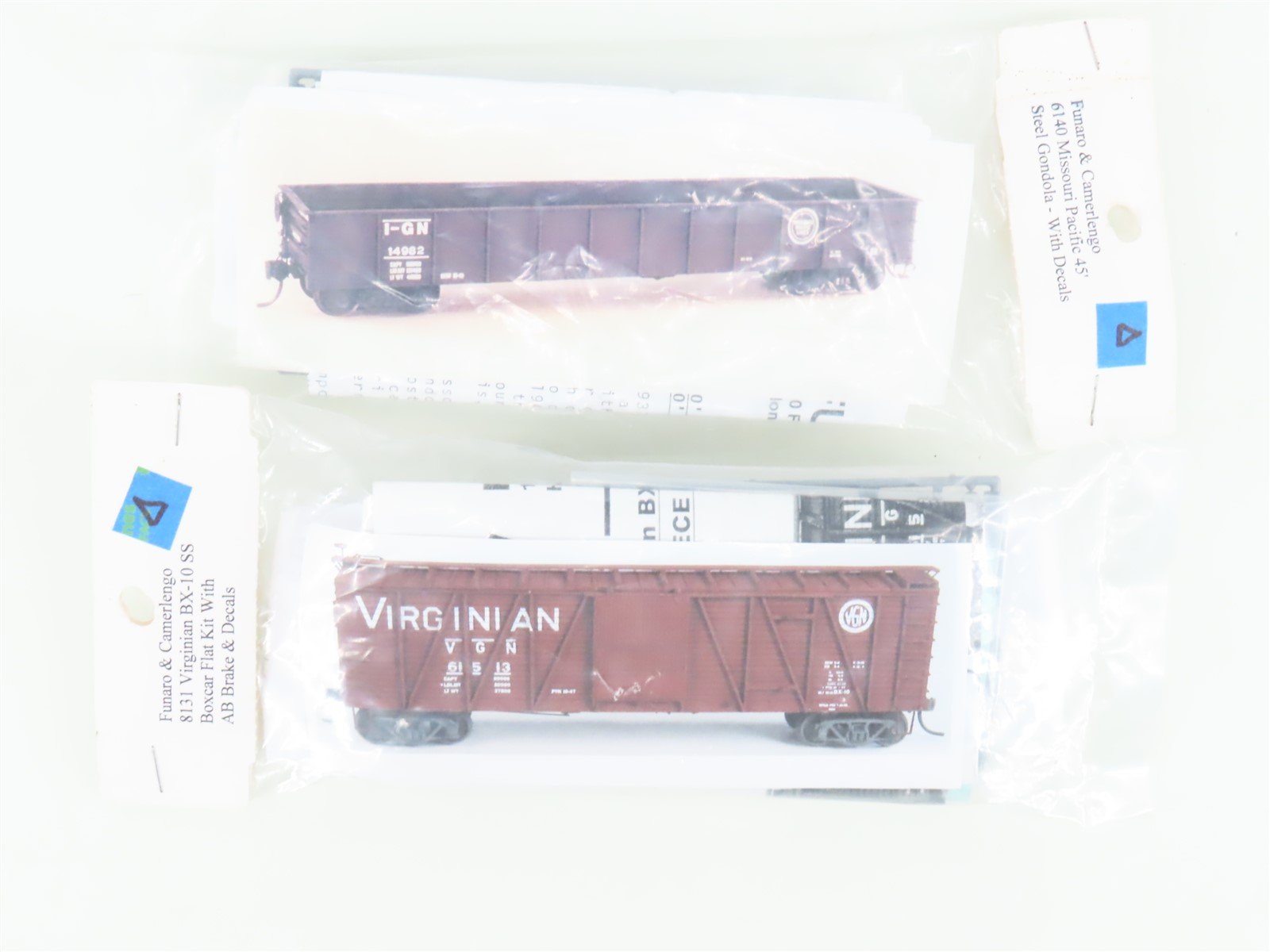 LOT of 2 HO Scale Funaro & Camerlengo Kits MP/VGN Box Car & Gondola