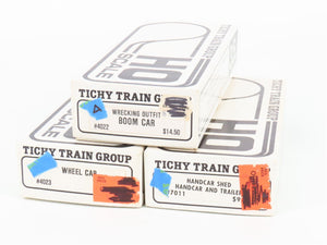LOT of 3 HO Scale Tichy Train Group Kits Wheel Car, Boom Car, & Handcar Shed