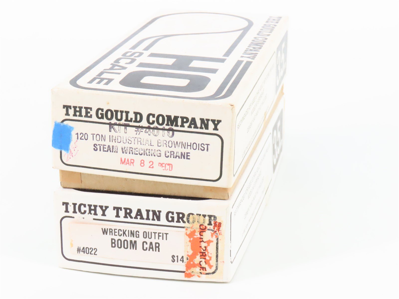 LOT- 2 HO Tichy Train Group & The Gould Company Kits Wrecking Crane & Boom Car