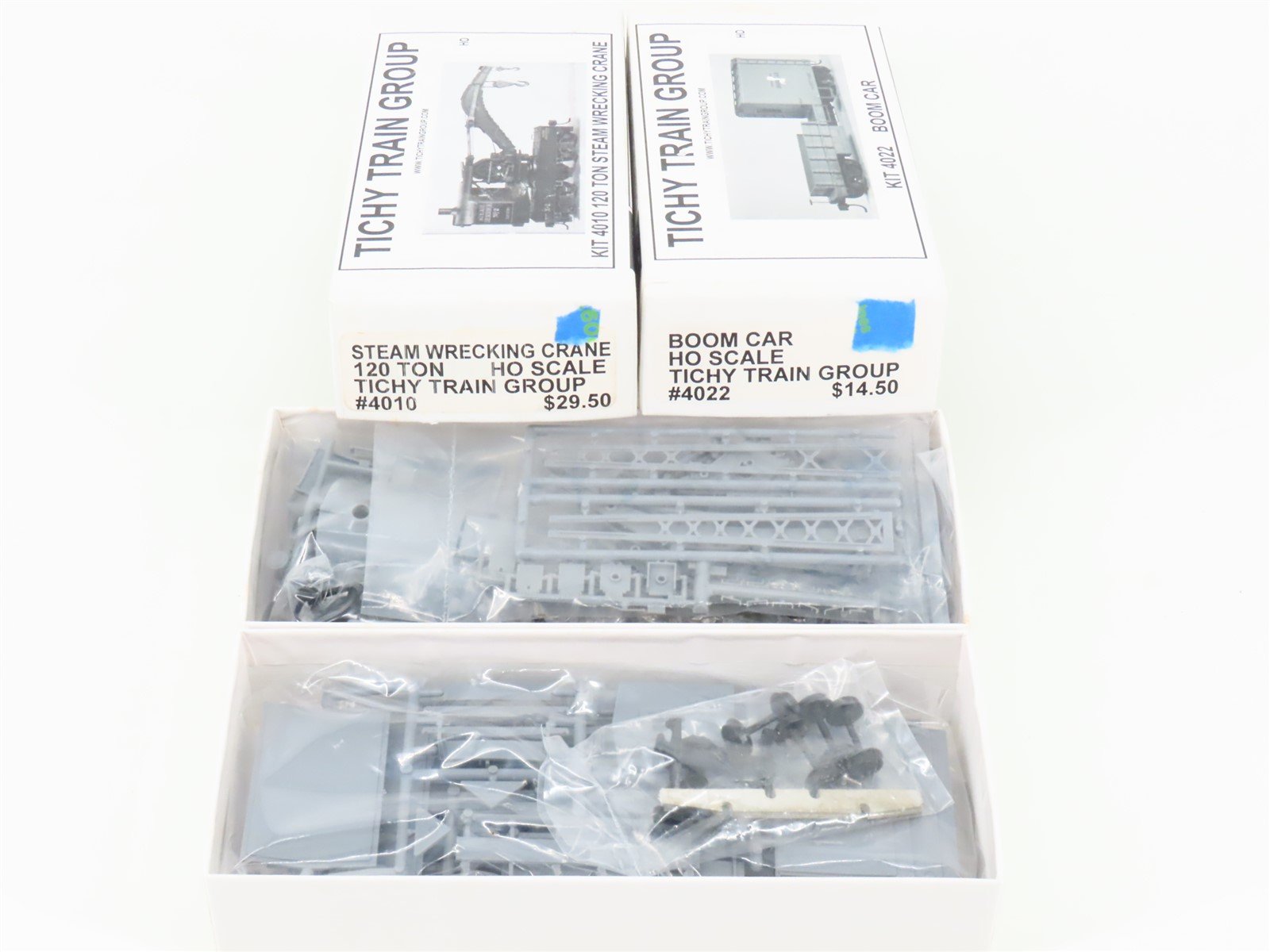 LOT of 2 HO Scale Tichy Train Group Kits Boom Car & Steam Wrecking Crane