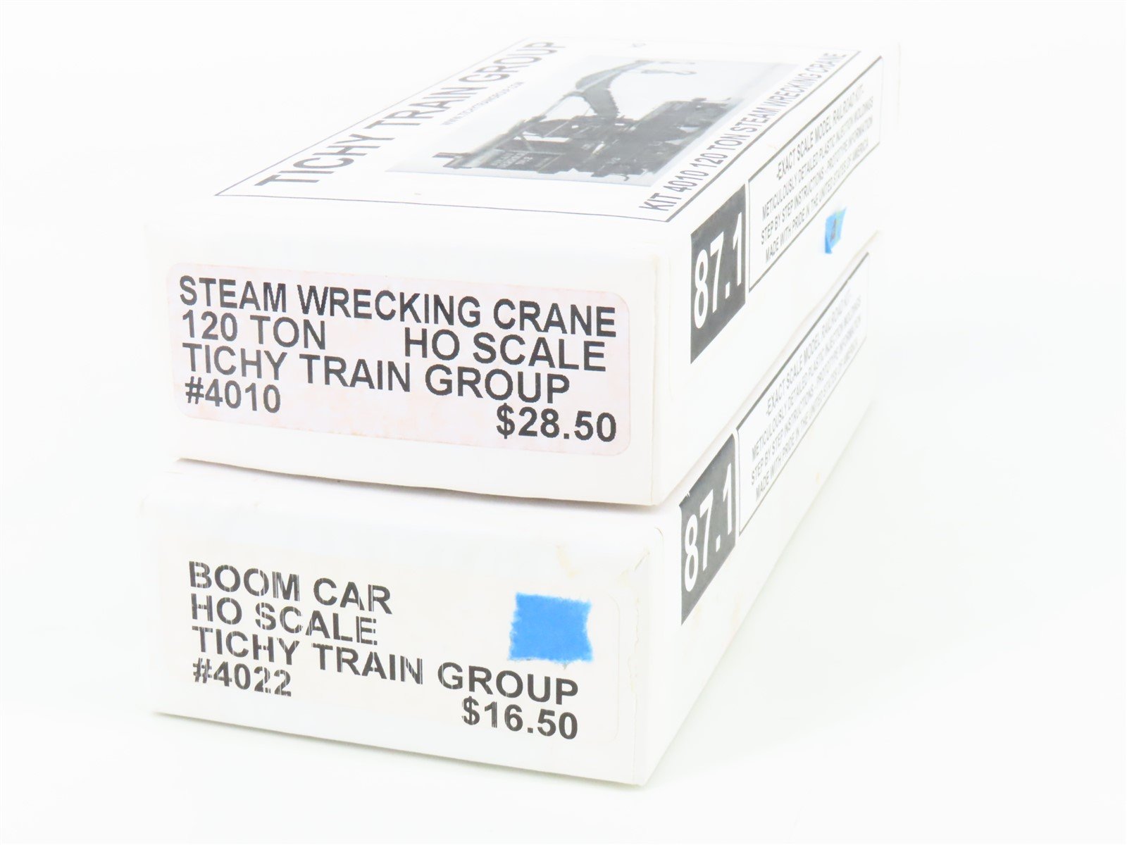 LOT of 2 HO Scale Tichy Train Group Kits Boom Car & Steam Wrecking Crane
