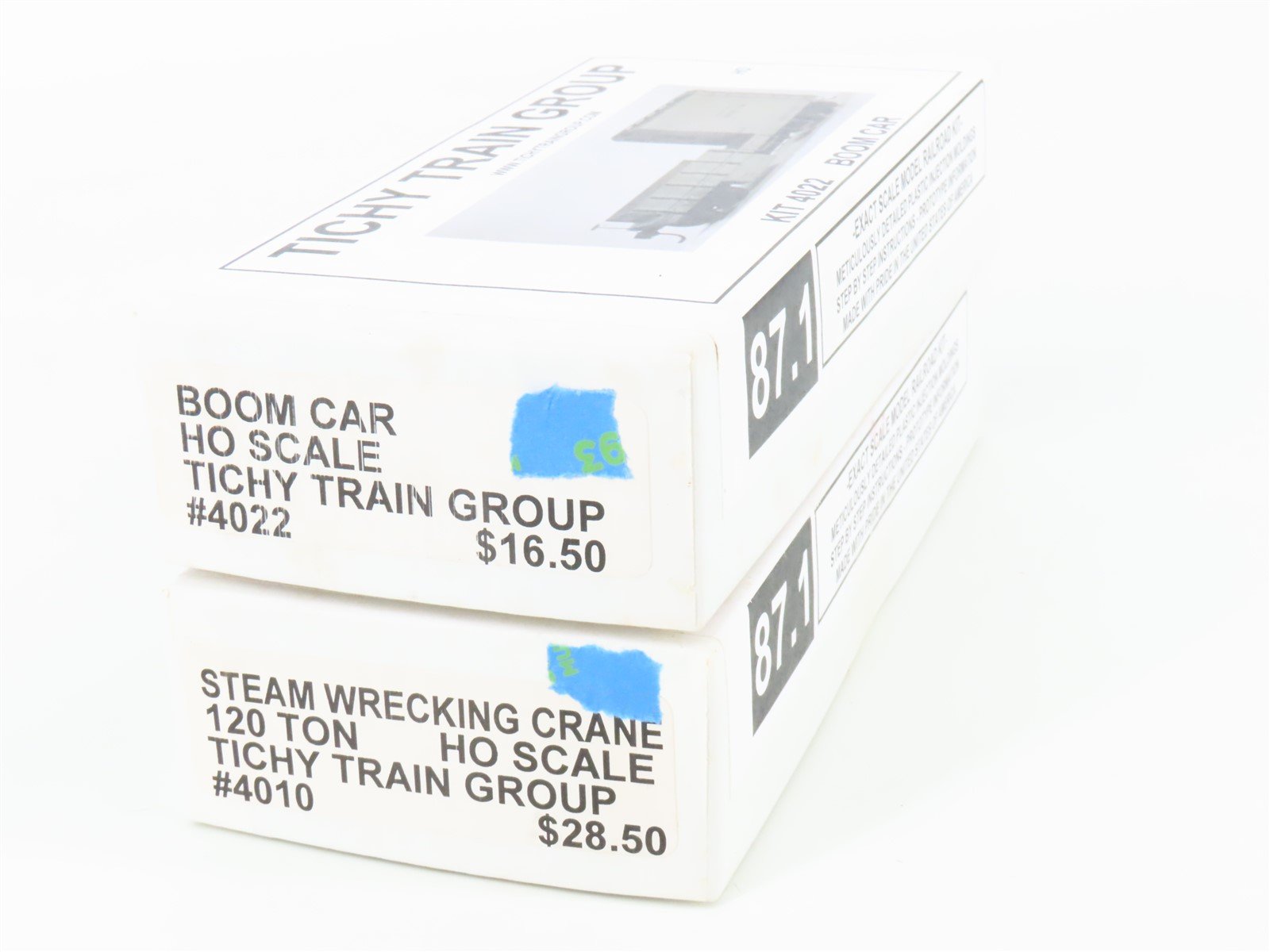 LOT of 2 HO Scale Tichy Train Group Kits Boom Car & Steam Wrecking Crane