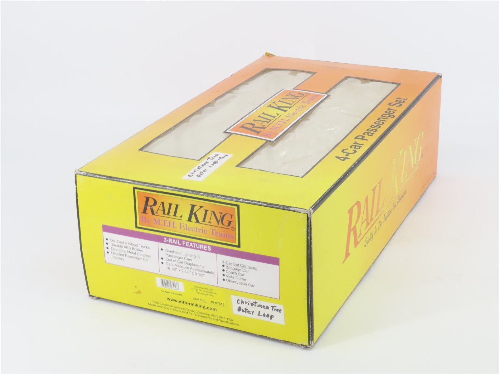 O Gauge 3-Rail MTH 30-67518 MP Missouri Pacific 60' Passenger 4-Car Set