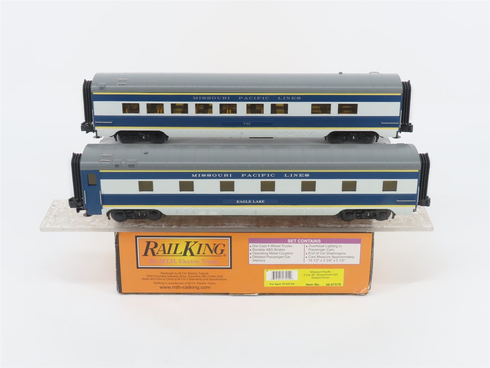 O 3-Rail MTH 30-67519 MP Missouri Pacific Sleeper/Diner Passenger 2-Car Set