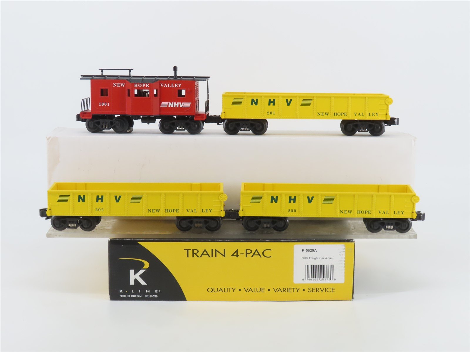 O Gauge 3-Rail K-Line K-5629A NHV Hew Hope Valley Gondola & Caboose 4-Car Pack