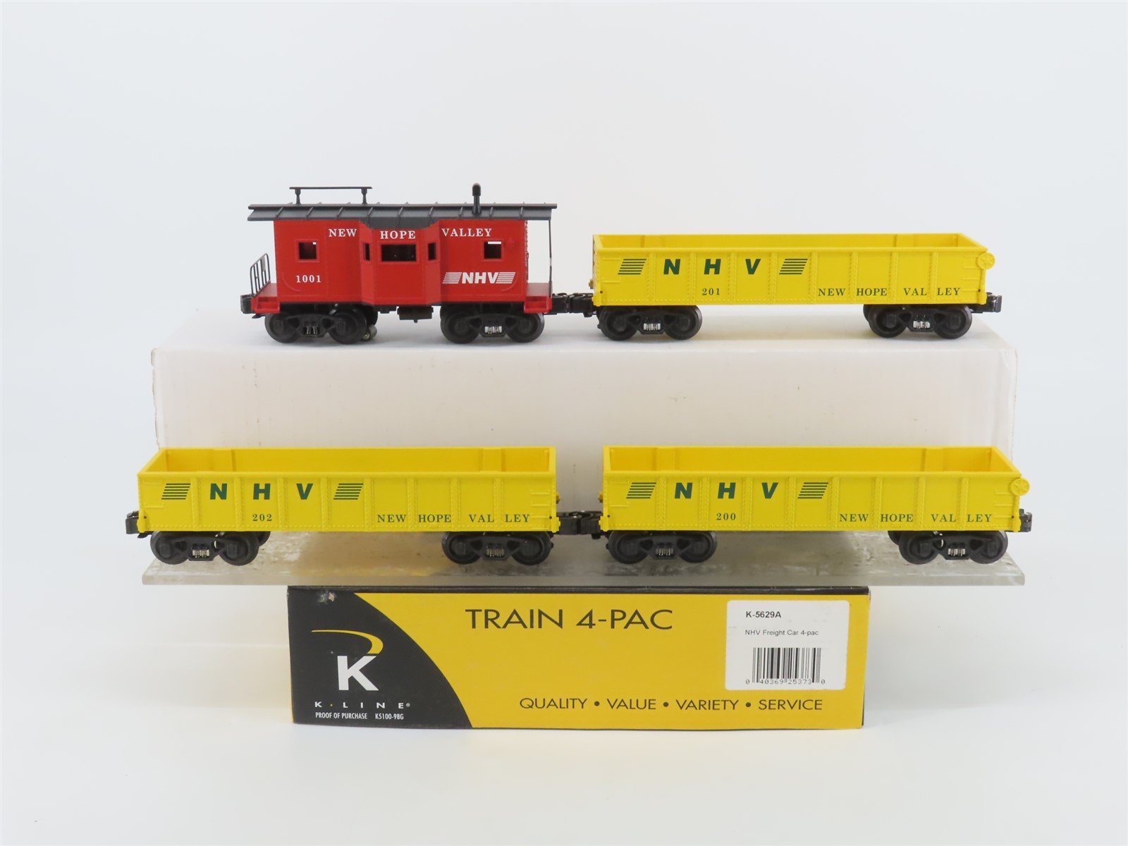 O Gauge 3-Rail K-Line K-5629A NHV Hew Hope Valley Gondola & Caboose 4-Car Pack