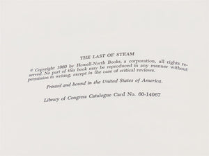 The Last of Steam by Joe G. Collias Â©1960