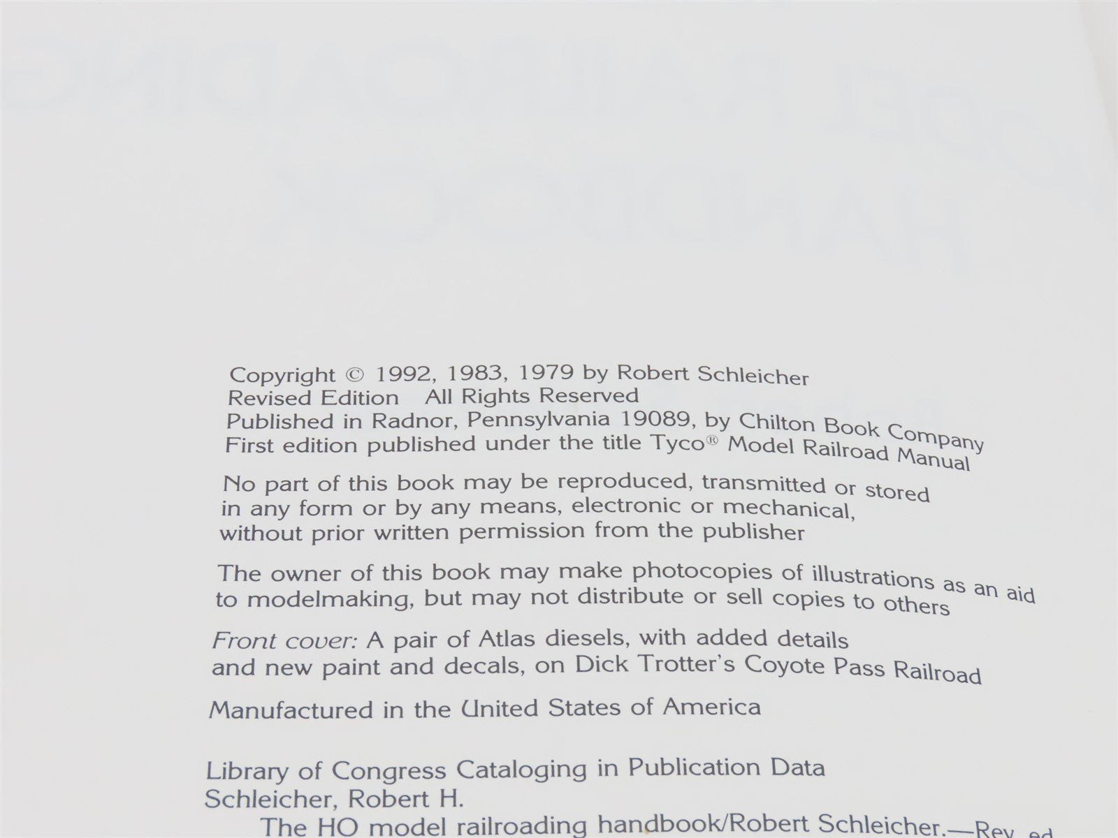 Revised Edtion HO Model Railroading Handbook by Robert Schleicher Â©1992