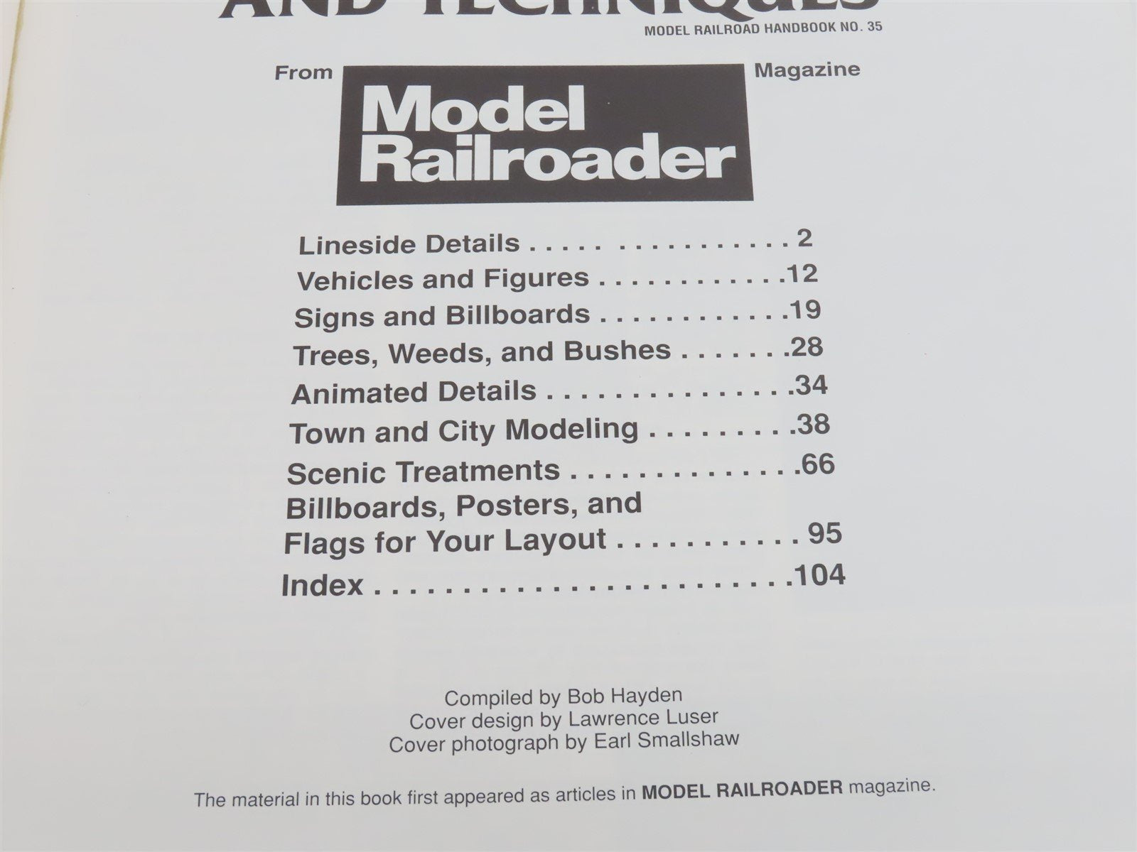 Model Railroader Detailing Tips & Techniques #35 by Bob Hayden Â©1993
