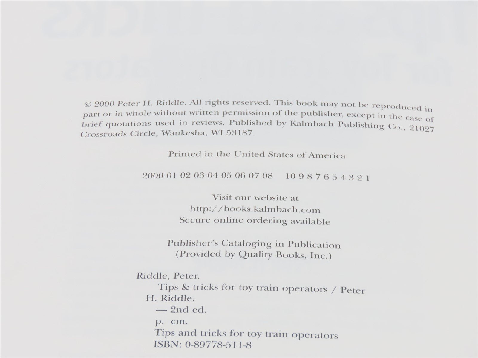 Classic Toy Trains Tips & Tricks for Operations by Peter H. Riddle Â©2000