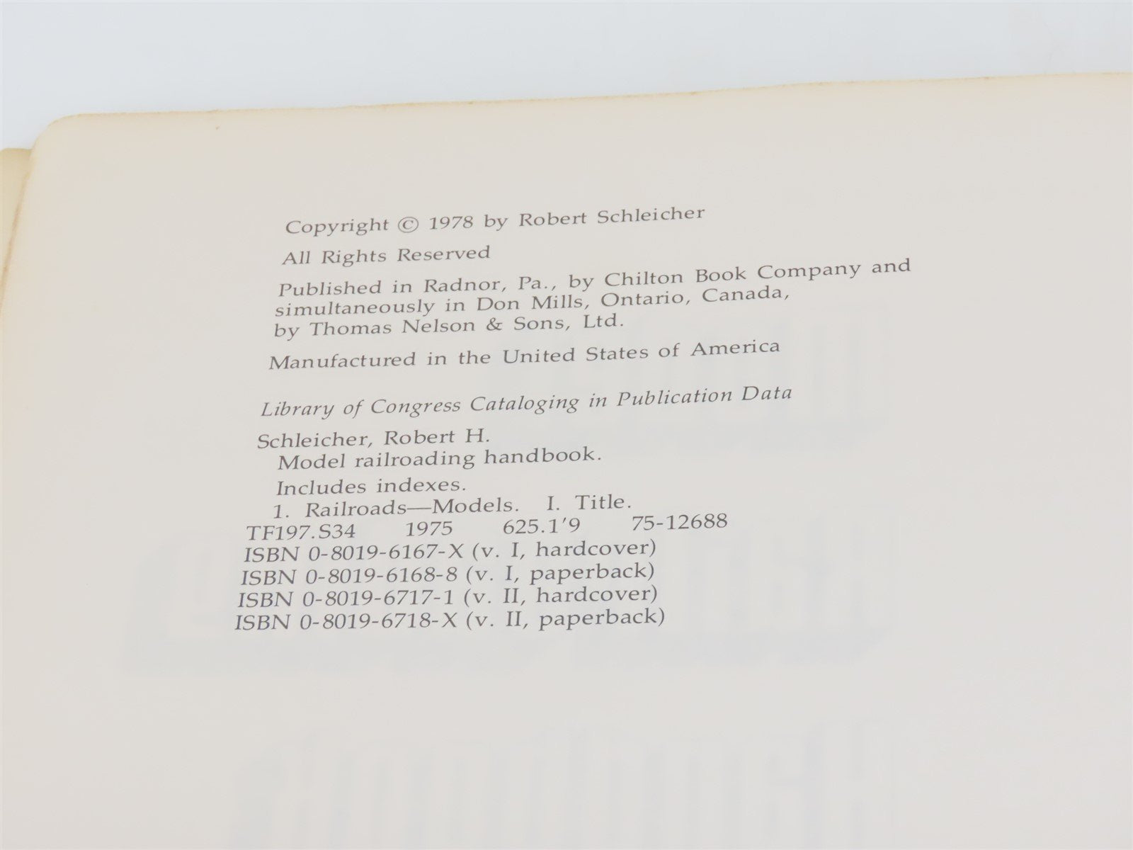 Model Railroading Handbook Vol. II by Robert Schleicher Â©1978