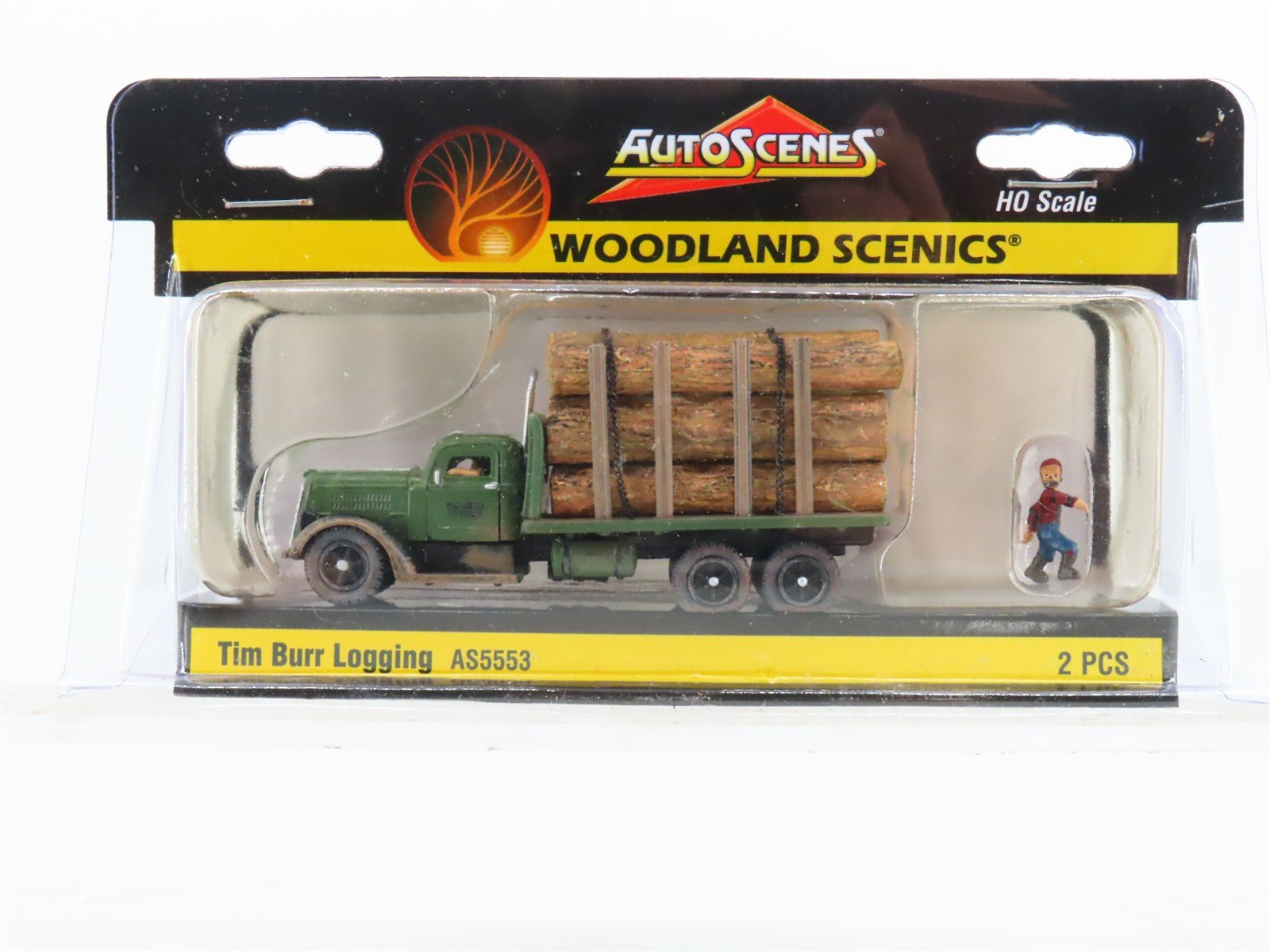 HO Scale Woodland Scenics AS5553 Tim Burr Logging Truck and Figure
