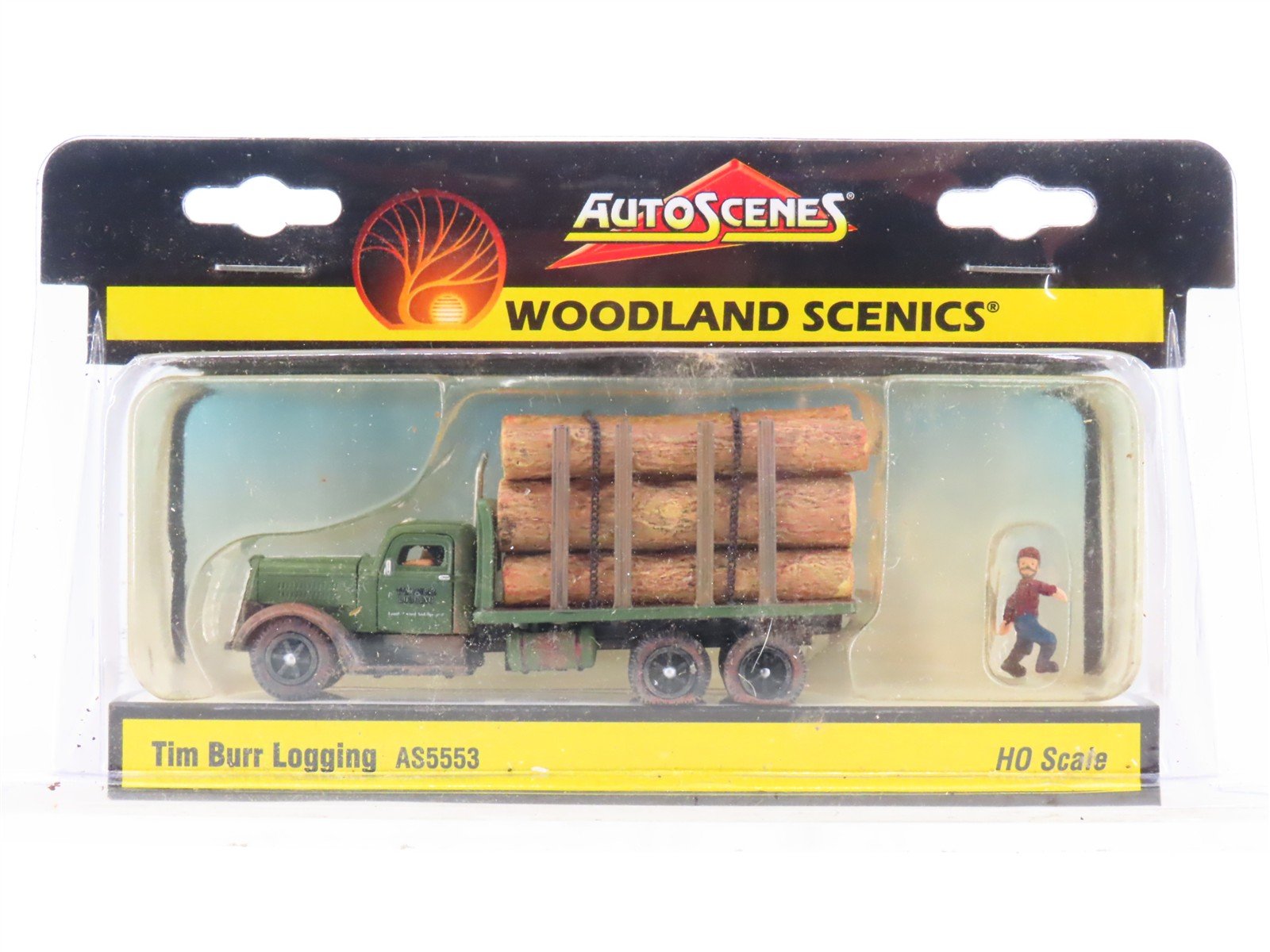 HO Scale Woodland Scenics AS5553 Tim Burr Logging Truck and Figure