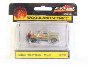 HO Scale Woodland Scenics AS5561 Paul's Fresh Produce Truck and Figures