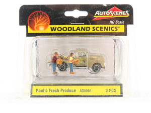 HO Scale Woodland Scenics AS5561 Paul's Fresh Produce Truck and Figures