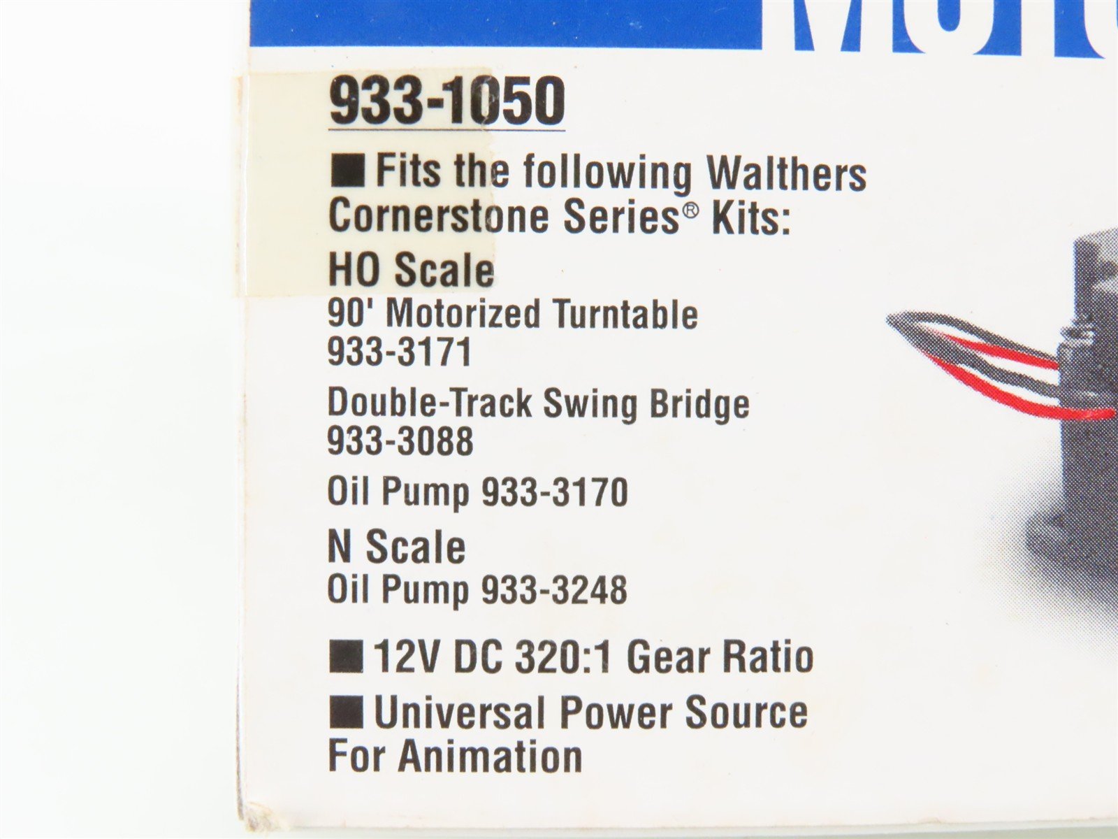 HO Scale Walthers 933-1050 DC Motorizing Kit