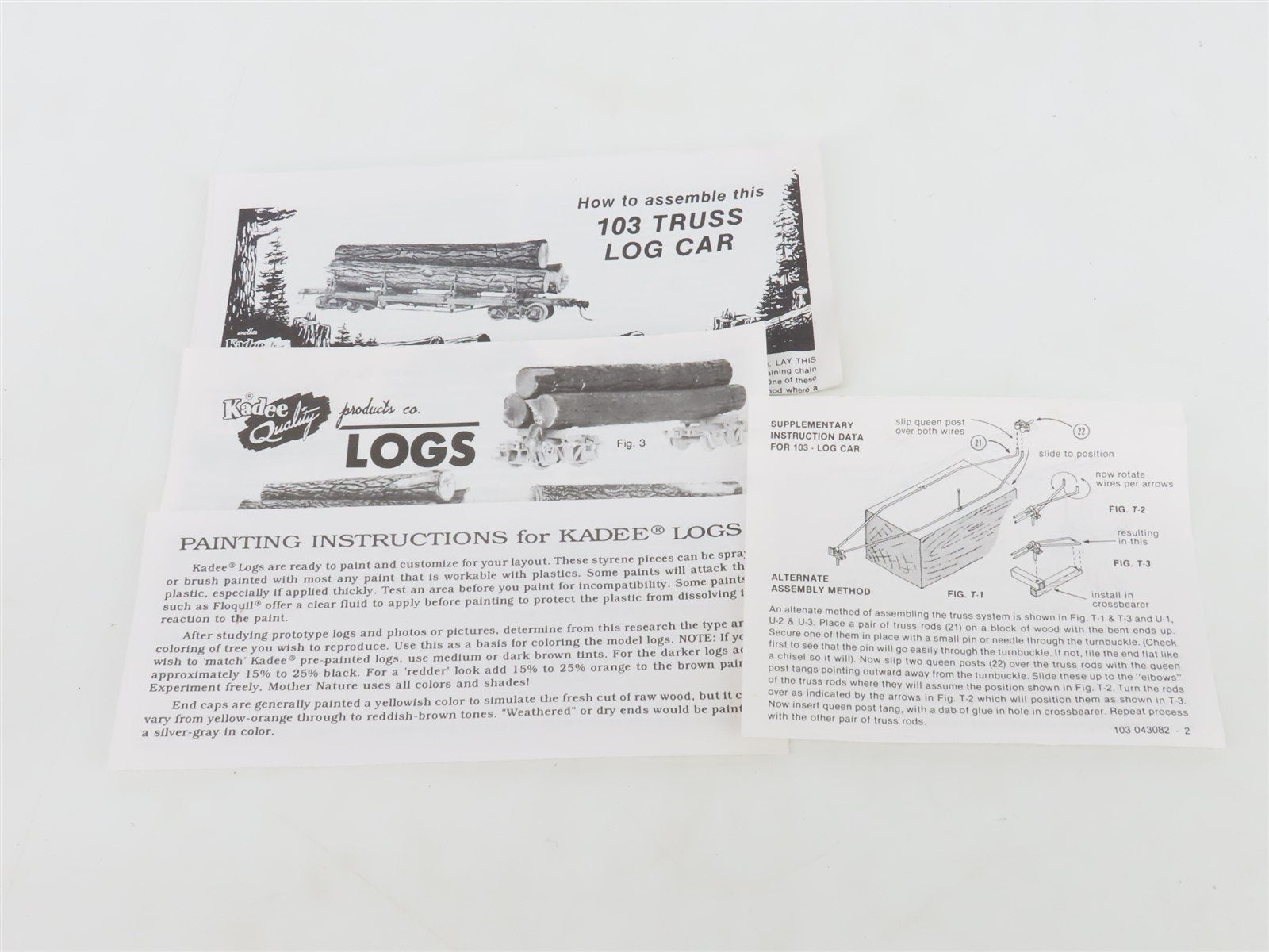 HO Scale Kadee Kit #103 Unpainted Truss Log Car w/ Logs