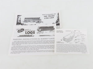 HO Scale Kadee Kit #103 Unpainted Truss Log Car w/ Logs