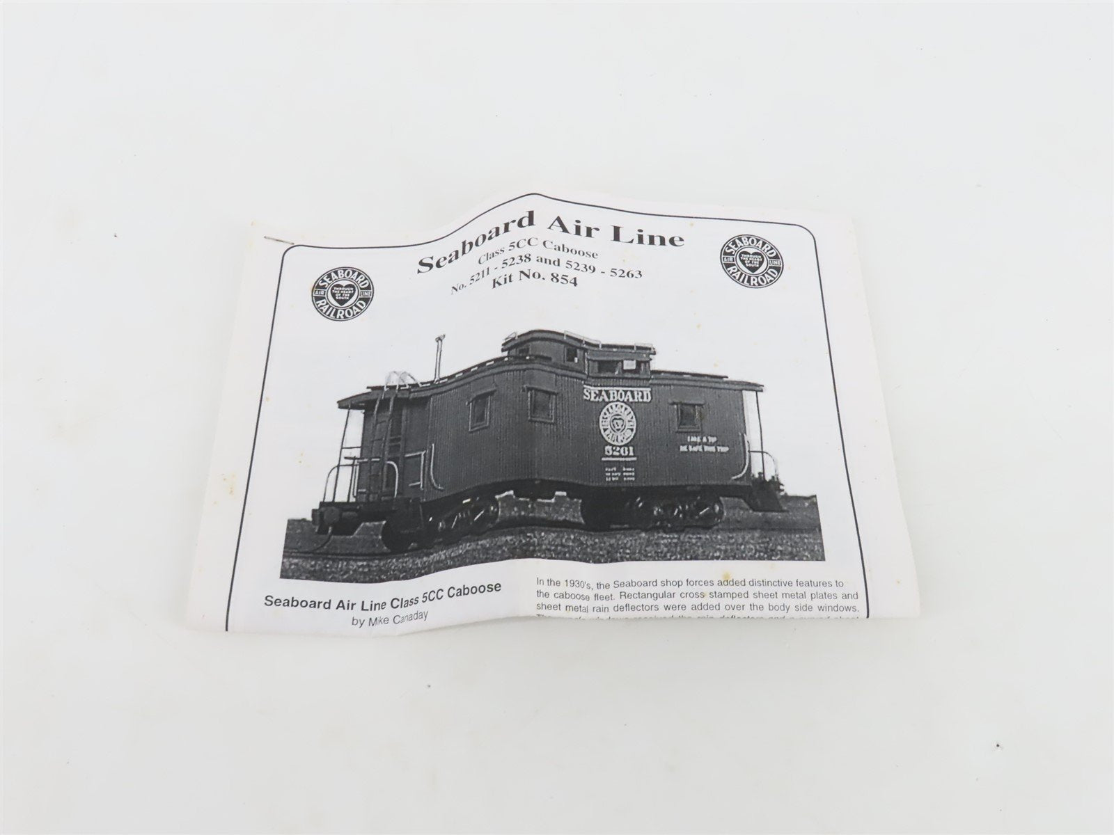 HO Scale Laserkit Kit No. 854 SAL Seaboard Air Line Wood Caboose