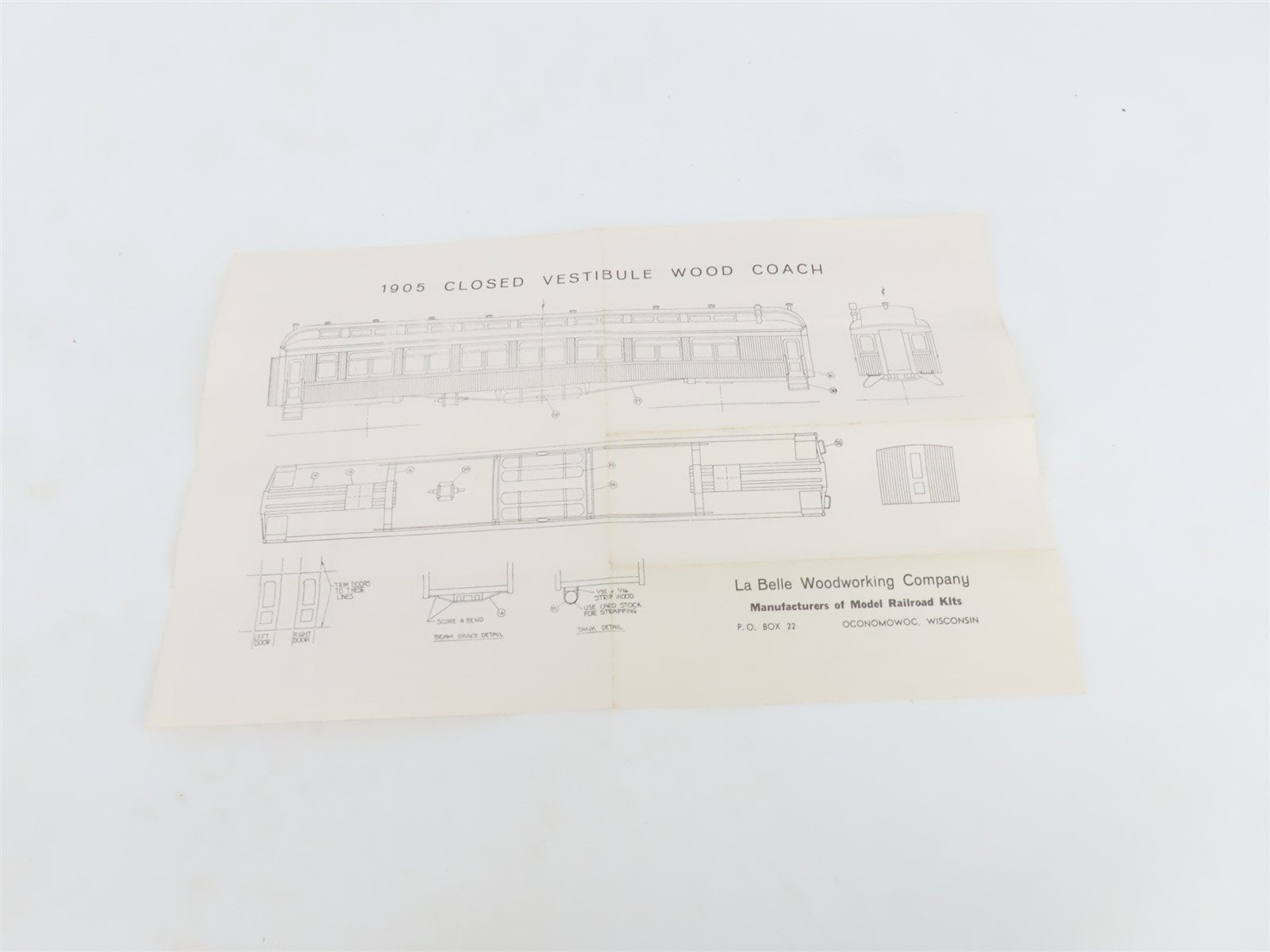 HO Scale LaBelle Wood Kit HO-1 Unpainted 1905 Coach Passenger Car