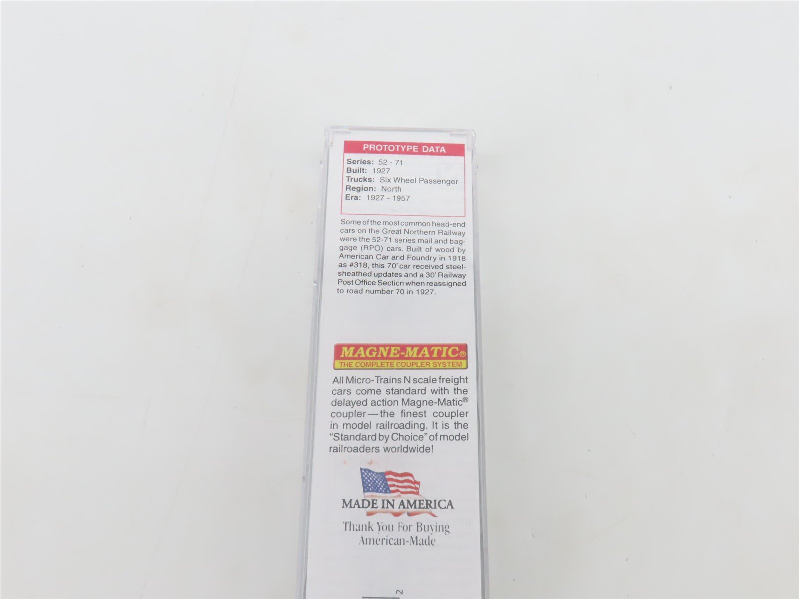 N Scale Micro-Trains MTL 14800020 GN Great Northern 70' Baggage Passenger #70