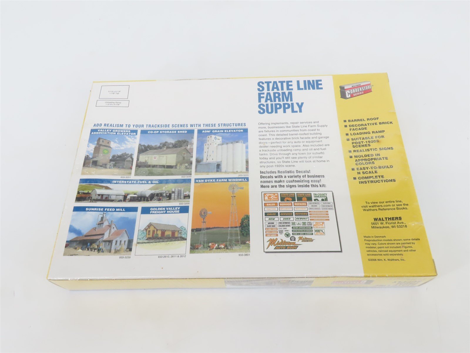 N 1/160 Scale Walthers Cornerstone Kit 933-3808 State Line Farm Supply - Sealed