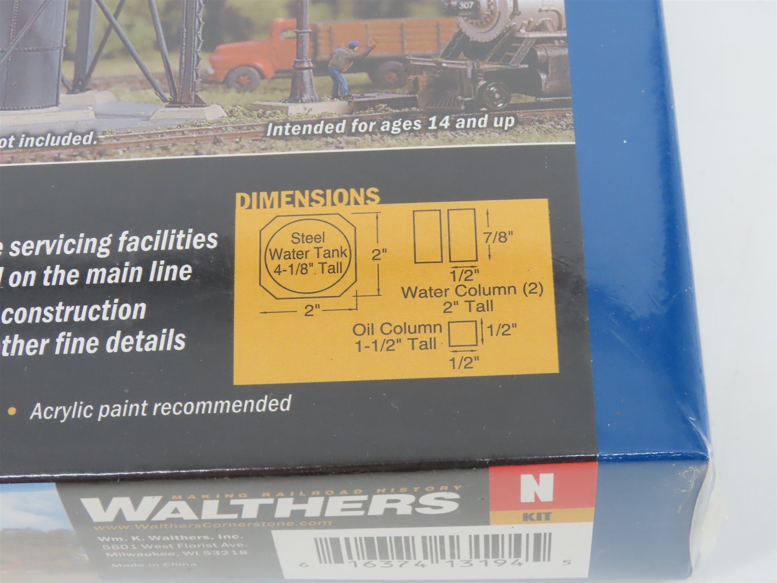N 1/160 Scale Walthers Cornerstone Kit 933-3817 Steel Water Tank - Sealed
