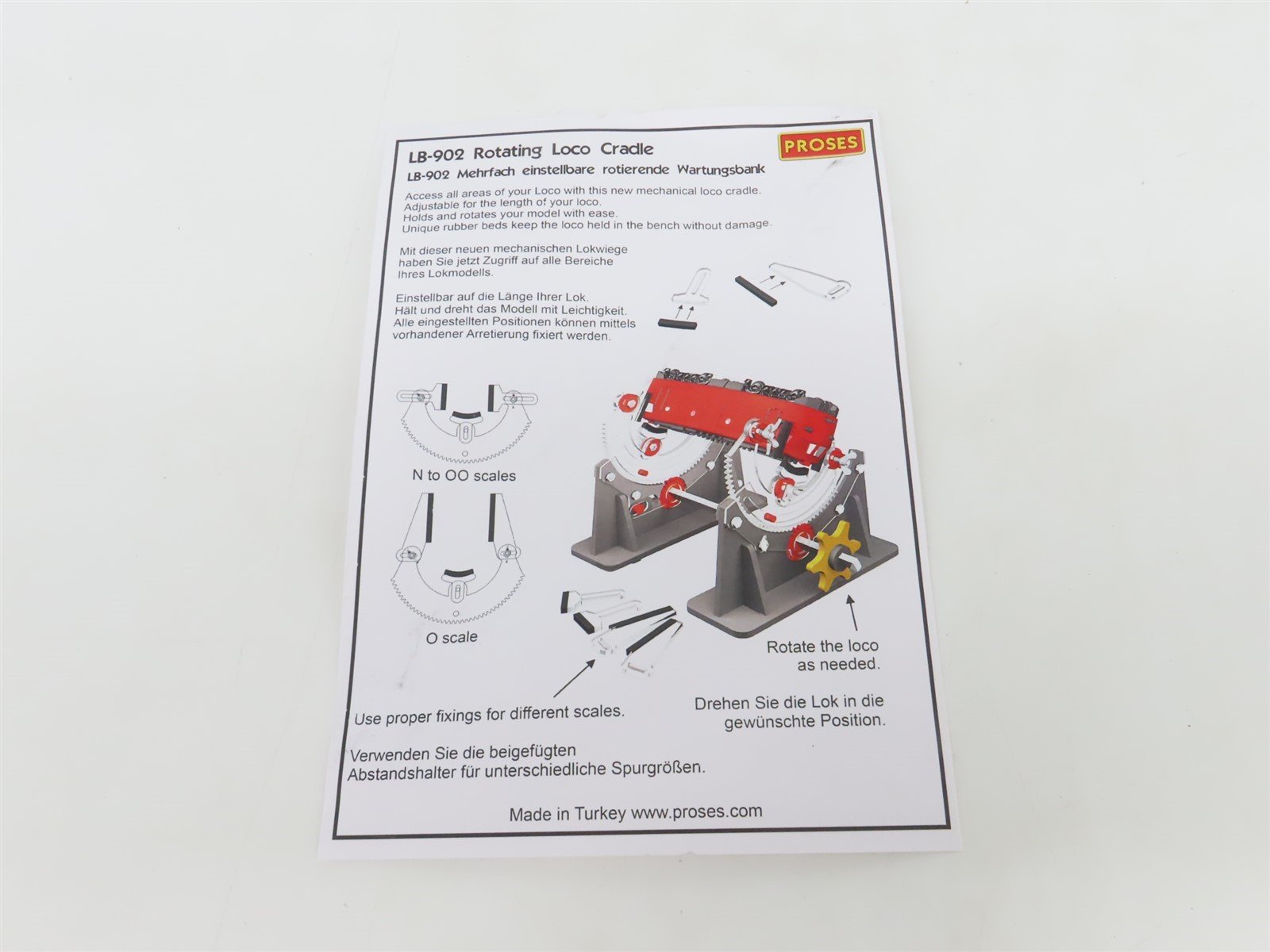 Multi-Scale Proses LB-902 Rotating Loco Cradle For N, TT, HO, S, & O Scales