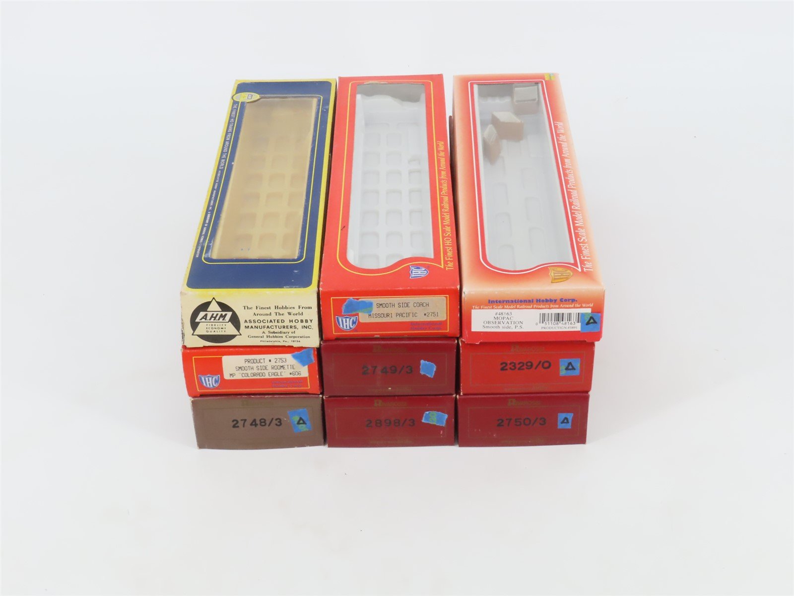 LOT of 9 HO Scale AHM, Rivarossi, & IHC MP/KCS Assorted Passenger Cars