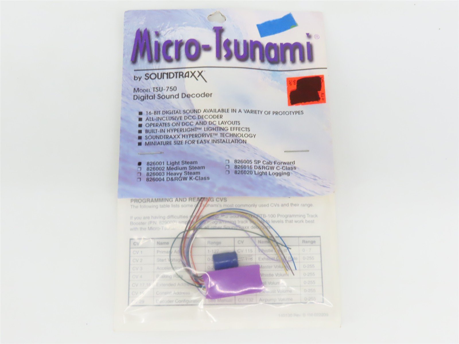 Soundtraxx 826001 Micro-Tsunami TSU-750 Light Steam DCC Sound Decoder