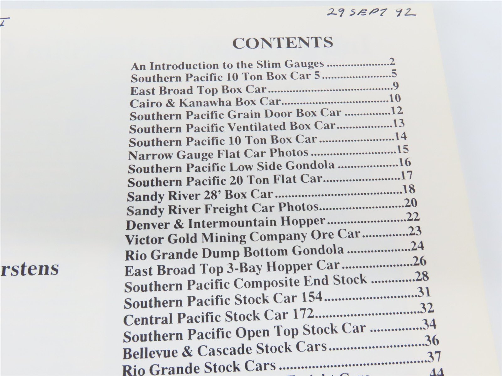 Slim Gauge Cars by Hal Carstens, Editor ©1991 SC Book