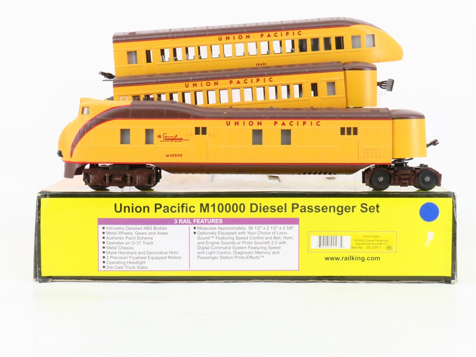O Gauge 3-Rail MTH RailKing 30-2197-1 UP M10000 Diesel 3-Unit Set - ProtoSound2