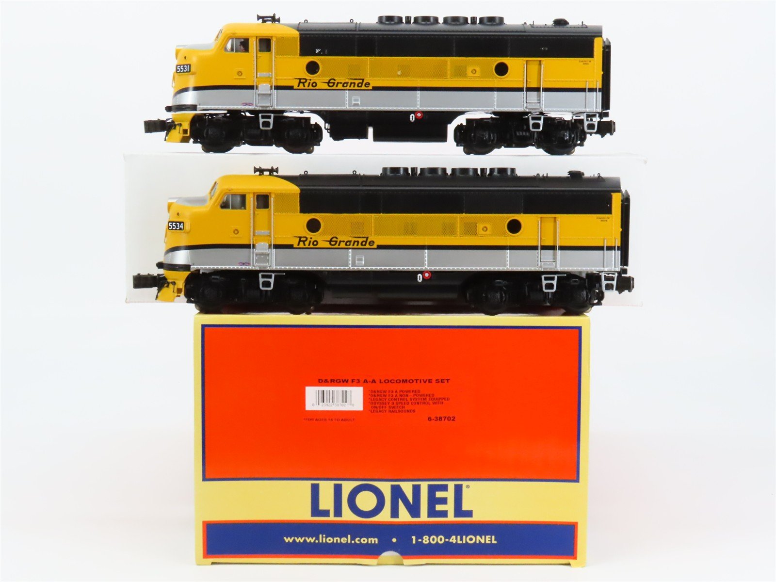 O Gauge 3-Rail Lionel 6-38702 DRGW Rio Grande F3 A/A Diesel Loco Set w/Legacy