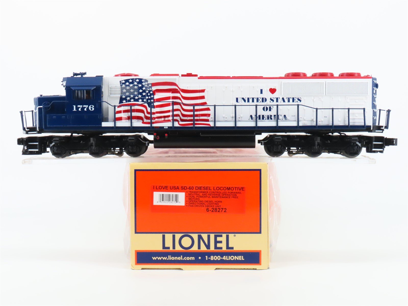 O Gauge 3-Rail Lionel 6-28272 "I Love USA" EMD SD60 Diesel Locomotive #1776