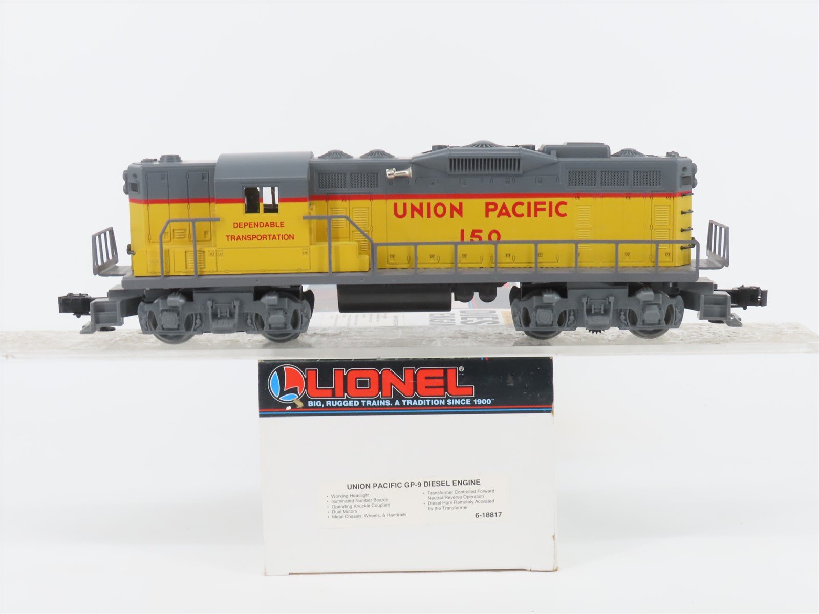 O Gauge 3-Rail Lionel 6-18817 UP Union Pacific GP9 Diesel Locomotive #150