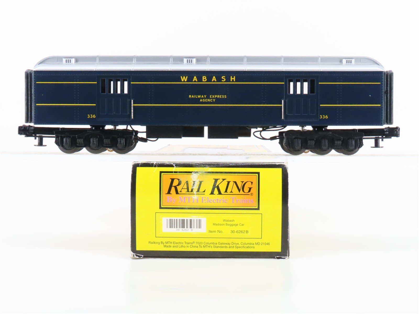 O Gauge 3-Rail MTH Rail King 30-6262B WAB Wabash Baggage Passenger #336