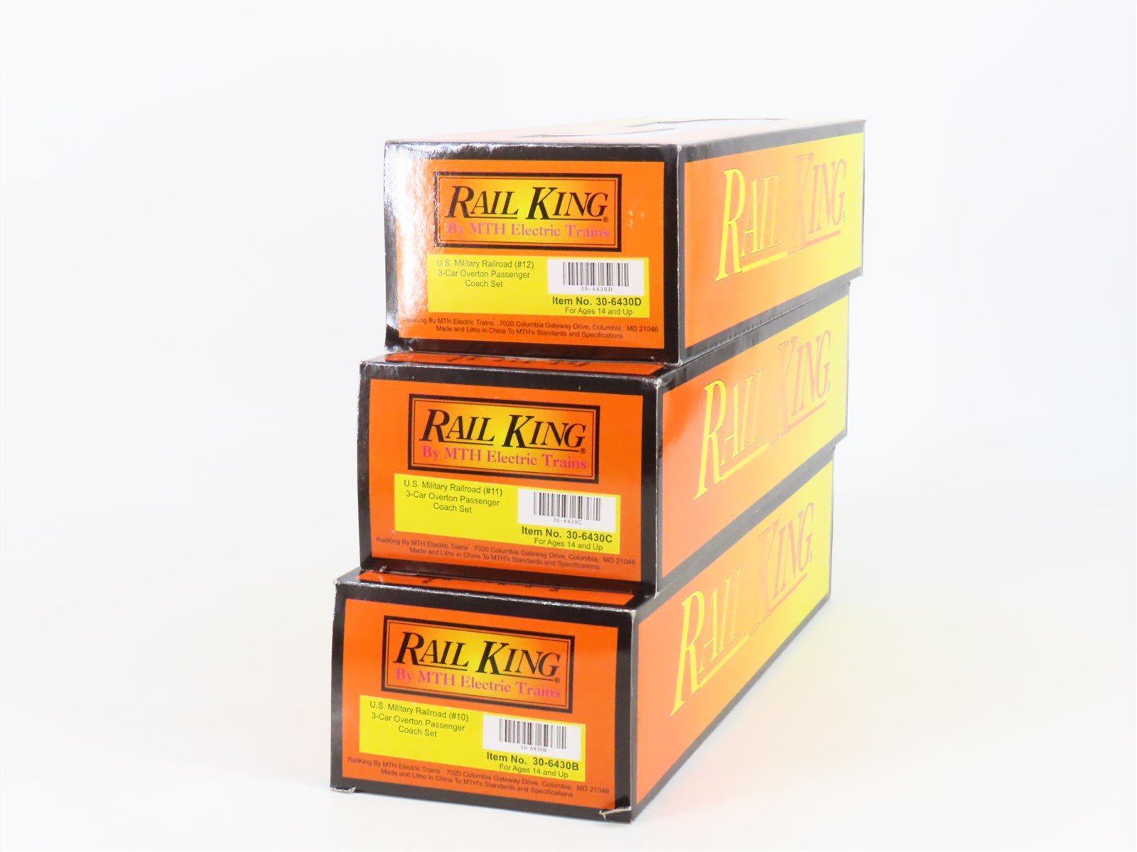 O Gauge 3-Rail MTH Rail King 30-6430 US Military Coach Passenger 3-Car Set