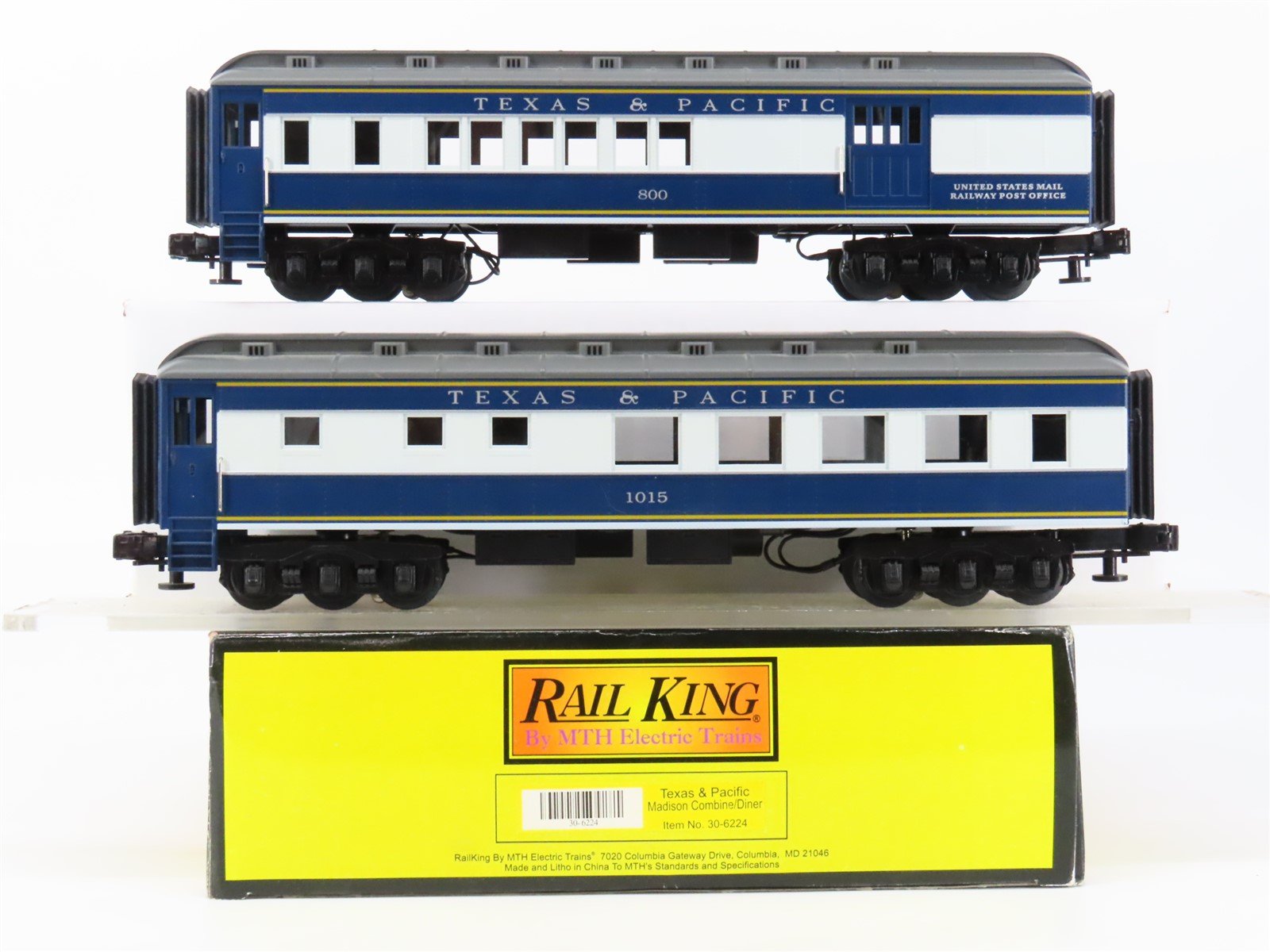 O Gauge 3-Rail MTH Rail King 30-6224 T&P Railway Passenger 2-Car Set w/Lights