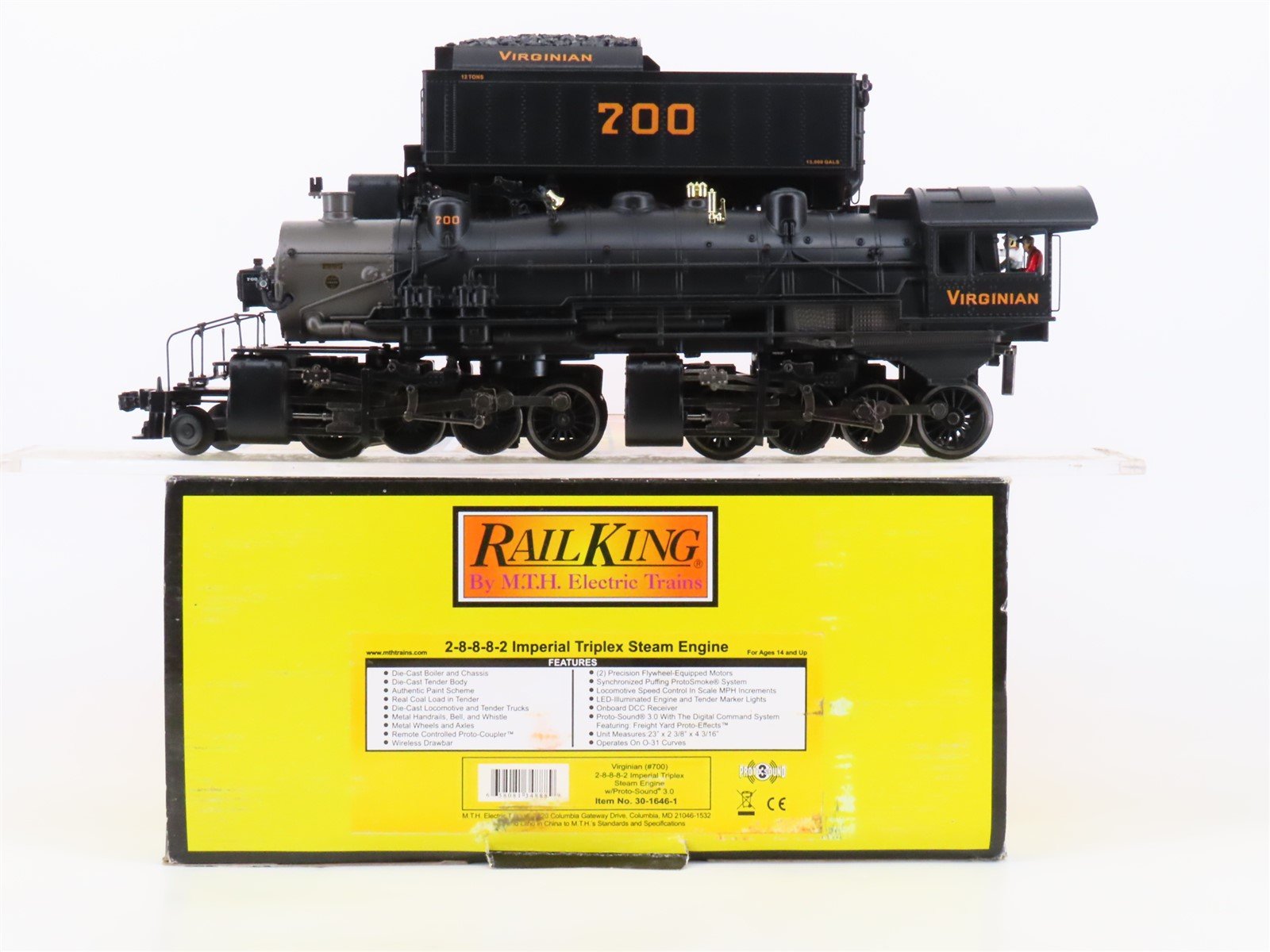 O Gauge 3-Rail MTH 30-1646-1 VGN Virginian 2-8-8-8-2 Steam Locomotive #700