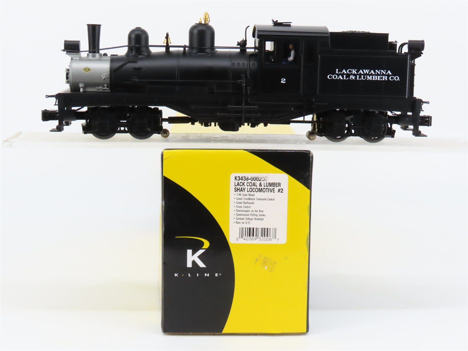 O 3-Rail K-Line K3438-0002CC Lackawanna Coal 2-Truck Shay Steam #2 - TMCC ONLY