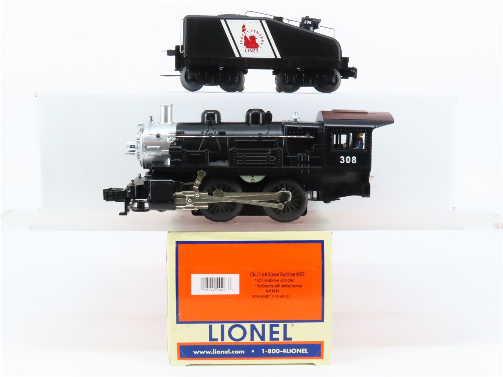 O Gauge 3-Rail Lionel 6-81043 CNJ Jersey Central 0-4-0 Steam #308 w/ Sound