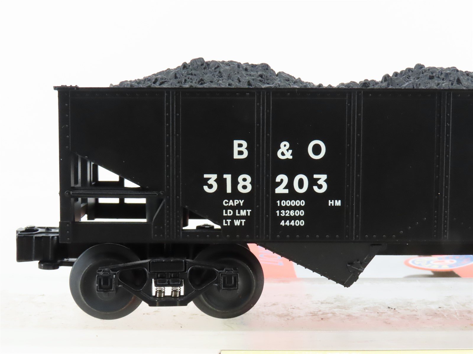 O Gauge 3-Rail Lionel 6-16496 B&O Baltimore & Ohio 2-Bay Hopper #318203 w/ Load