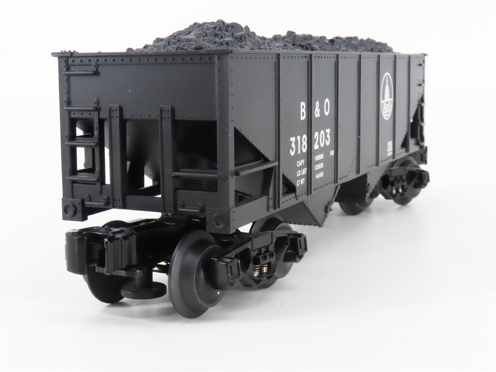 O Gauge 3-Rail Lionel 6-16496 B&O Baltimore & Ohio 2-Bay Hopper #318203 w/ Load