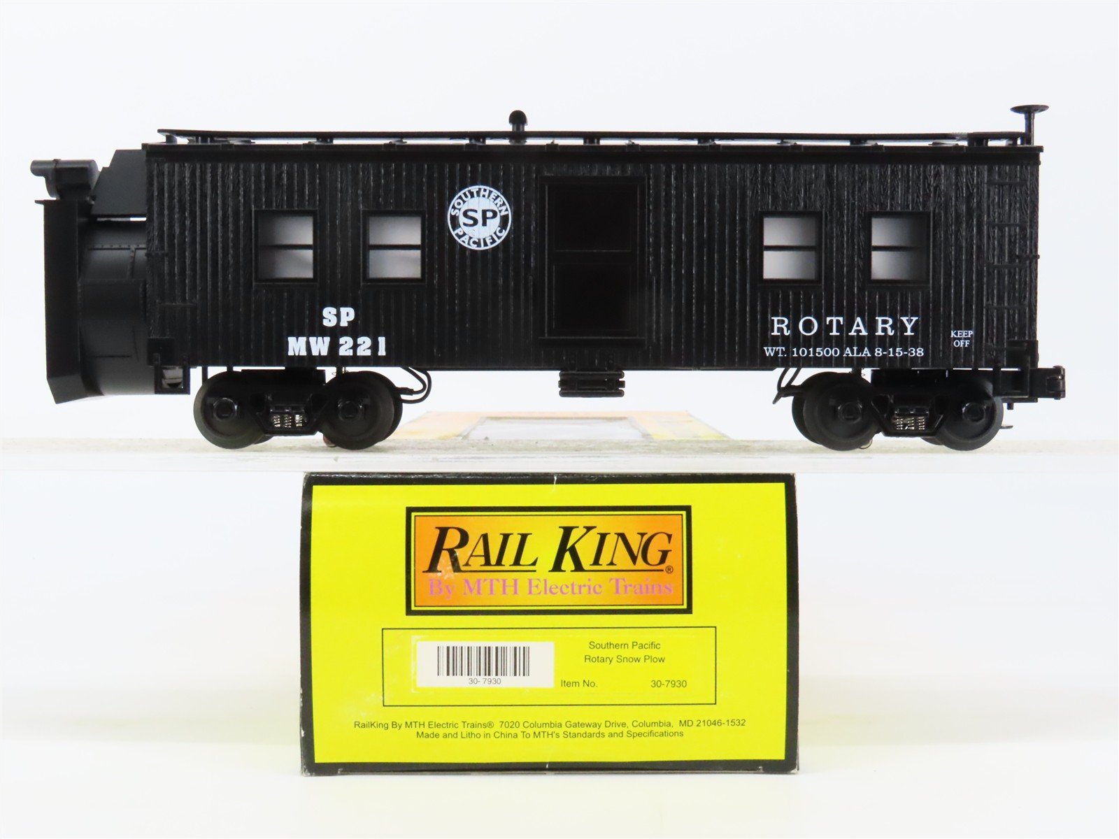 O Gauge 3-Rail MTH RailKing 30-7930 SP Southern Pacific MW Rotary Snow Plow #221