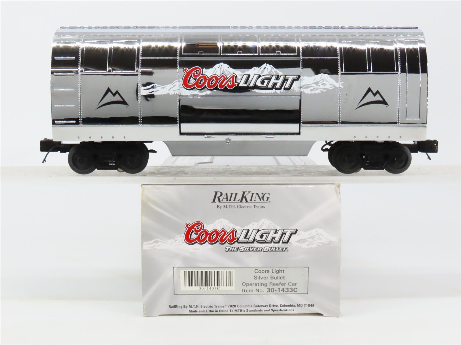 O Gauge 3-Rail MTH RailKing 30-1433C Coors Light Silver Bullet Operating Reefer