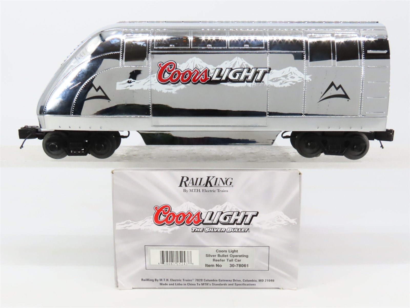 O 3-Rail MTH RailKing 30-78061 Coors Light Silver Bullet Operating Tail Car