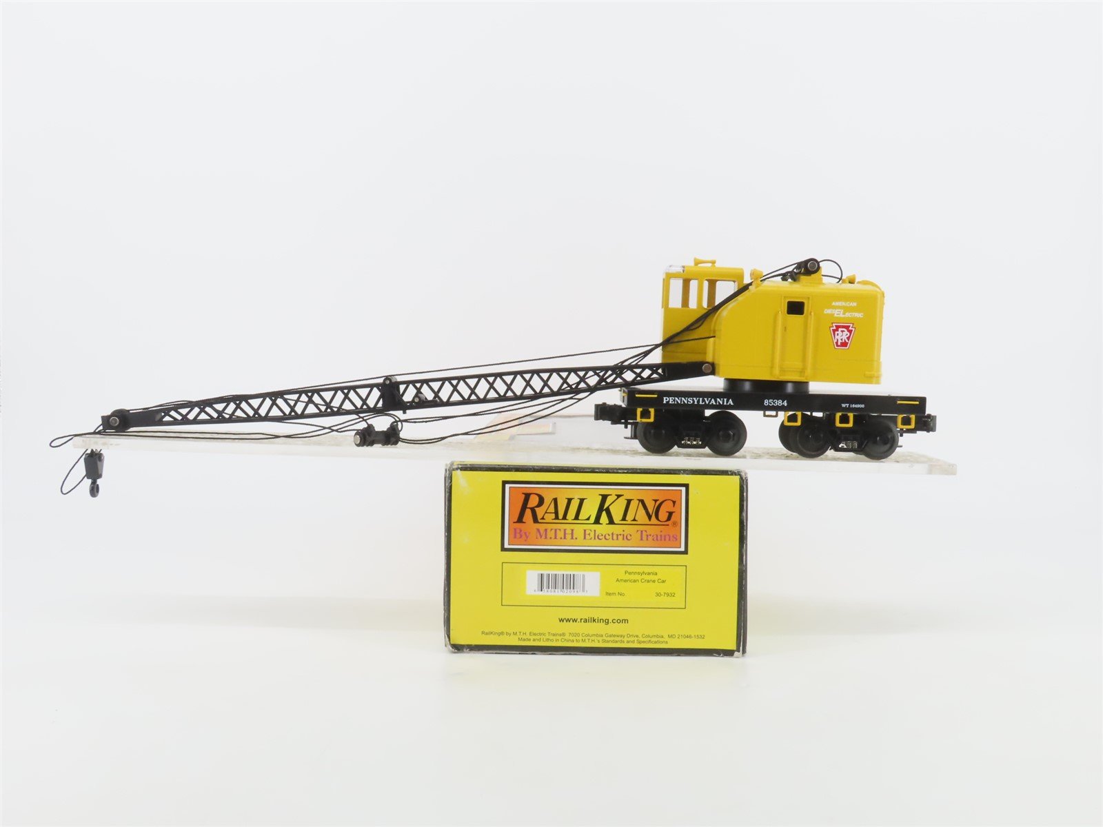 O Gauge 3-Rail MTH Rail King 30-7932 PRR Pennsylvania American Crane Car #85384