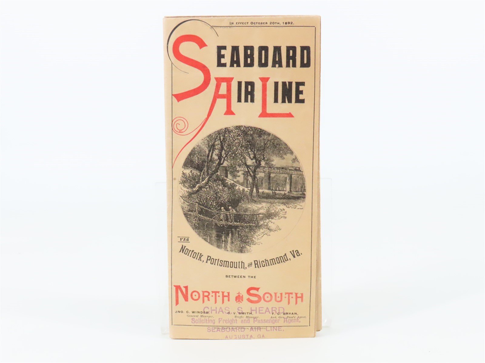 Antique SAL Seaboard Air Line "North & South" Public Timetable/Map 1892