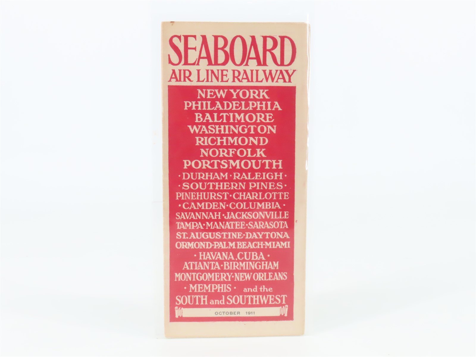 Antique SAL Seaboard Air Line Railway Public Timetable 1911